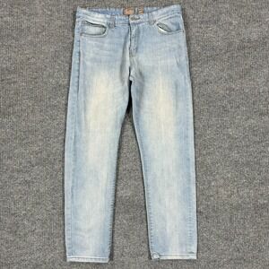Stitches & Rivets Slim Fit Jeans Mens 34x30 Light Wash Straight Leg Denim
